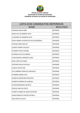 LISTA DOS CANDIDATOS DEFERIDOS NOME RESULTADO