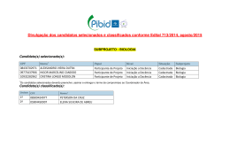 Divulga&ccedil;&atilde;o dos candidatos selecionados e classificados