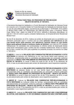 Rela&Atilde;&sect;&Atilde;&pound;o Final dos Candidatos pr&Atilde;&copy;