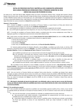 edital do processo seletivo e matr&iacute;cula dos candidatos aprovados