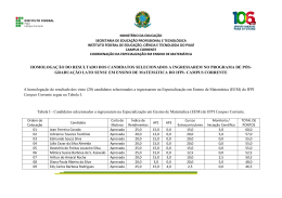 HOMOLOGA&Ccedil;&Atilde;O DO RESULTADO DOS CANDIDATOS