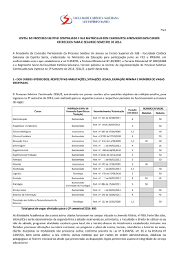 edital do processo seletivo continuado e das matr&iacute;culas dos