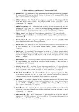 13&ordm; Congresso Minicurr&iacute;culo dos candidatos propostos ao 13&ordm;