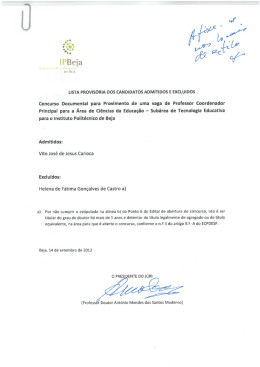 Lista provisória dos candidatos admitidos e excluídos