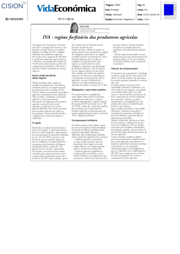 IVA - regime forfet&aacute;rio dos produtores agr&iacute;colas