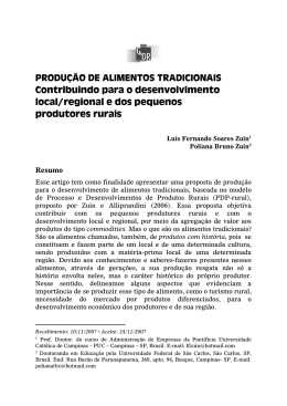 PRODU&Ccedil;&Atilde;O DE ALIMENTOS TRADICIONAIS Contribuindo para o