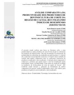 an&aacute;lise comparativa da produtividade dos produtores de