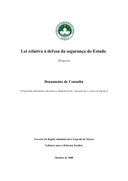 Lei relativa &agrave; defesa da seguran&ccedil;a do Estado (Projecto) Documento