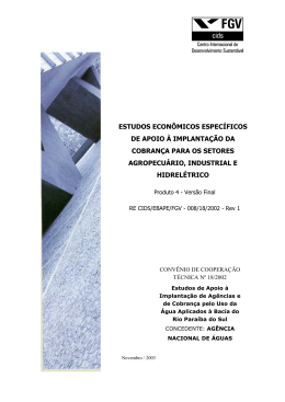 Estudos Econ&ocirc;micos Espec&iacute;ficos de Apoio &agrave; Implanta&ccedil;&atilde;o da