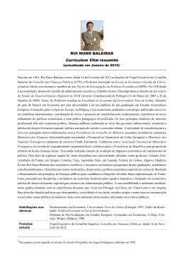 RUI NUNO BALEIRAS - Conselho das Finan&ccedil;as P&uacute;blicas