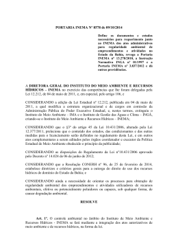 PORTARIA INEMA N&ordm; 8578 de 09/10/2014 A DIRETORA GERAL