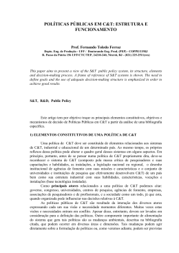 POL&Iacute;TICAS P&Uacute;BLICAS EM C&T: ESTRUTURA E FUNCIONAMENTO