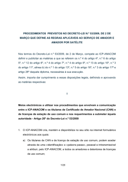 Procedimentos para o servi&ccedil;o de amador
