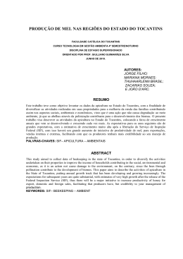 produ&ccedil;&atilde;o de mel nas regi&otilde;es do estado do tocantins