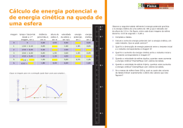 Cálculo de energia potencial e de energia cinética na queda de