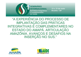 a experi&ecirc;ncia do processo de implanta&ccedil;&atilde;o das pr&aacute;ticas integrativas