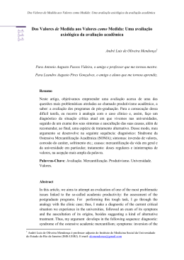 Dos Valores de Medida aos Valores como Medida: Uma avalia&ccedil;&atilde;o