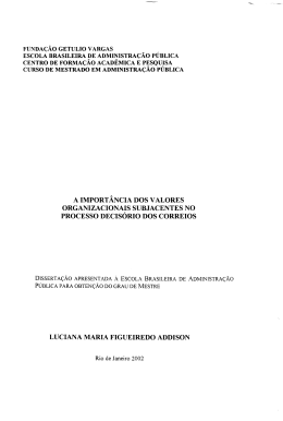 a importância dos valores organizacionais subjacentes no processo