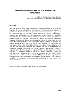 a relev&acirc;ncia dos valores sociais no processo persuasivo