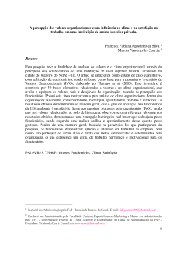 a percep&ccedil;&atilde;o dos valores organizacionais e sua influ&ecirc;ncia no clima