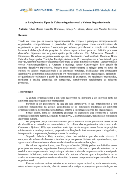 A Rela&ccedil;&atilde;o entre Tipos de Cultura Organizacional e Valores