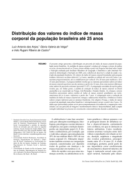 Distribui&ccedil;&atilde;o dos valores do &iacute;ndice de massa corporal da