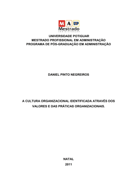 a cultura organizacional identificada atrav&eacute;s dos valores e
