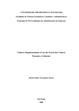 Valores Organizacionais &agrave; Luz da Teoria dos Valores Pessoais e