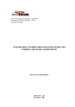 an&aacute;lise dos valores organizacionais de uma empresa do ramo