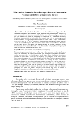 Diacronia e sincronia do sufixo -a&ccedil;o: desenvolvimento dos valores