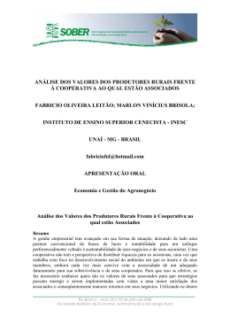 an&aacute;lise dos valores dos produtores rurais frente &agrave;