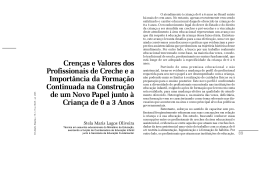 Crenças e Valores dos Profissionais de Creche e a Importância da