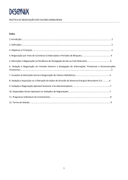 POLÍTICA DE NEGOCIAÇÃO DOS VALORES