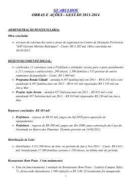 GUARULHOS OBRAS E A&Ccedil;&Otilde;ES - GEST&Atilde;O 2011-2014 - PSDB-SP