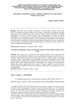 Africanismo e Espiritismo: sess&otilde;es e entidades espirituais na