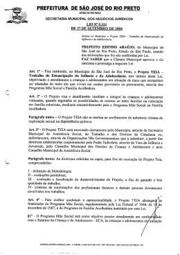 projeto teia - monitoramento e avalia&ccedil;&atilde;o s&atilde;o jos&eacute; do rio preto