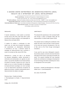 a sa&uacute;de como estrat&eacute;gia de desenvolvimento local health