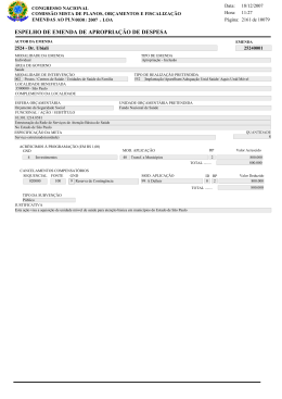 ESPELHO DE EMENDA DE APROPRIA&Ccedil;&Atilde;O DE DESPESA