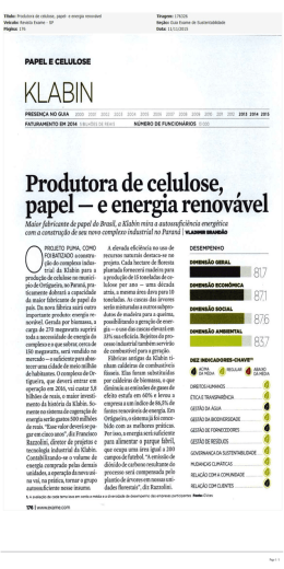 Titulo: Produtora de celulose, papel&mdash; e energia renov&aacute;vel