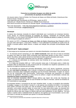 Comunicar as emiss&otilde;es de gases com efeito de estufa provenientes