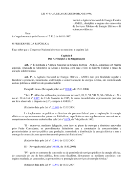 LEI N&ordm; 9.427, DE 26 DE DEZEMBRO DE 1996. Institui a