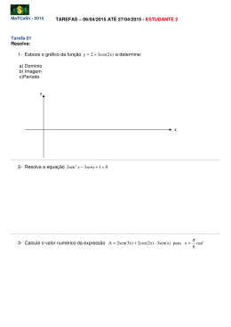 Tarefa 01 Resolva: 1- Esboce o gráfico da função