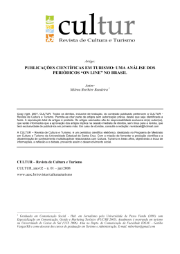 Publica&ccedil;&otilde;es cient&iacute;ficas em turismo