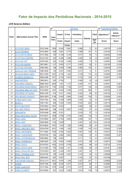 Fator de Impacto dos Periódicos Nacionais - 2014-2015