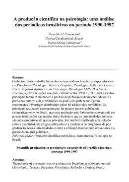 A produ&ccedil;&atilde;o cient&iacute;fica na psicologia: uma an&aacute;lise dos peri&oacute;dicos