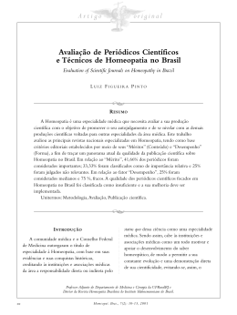 Artigo original Avalia&ccedil;&atilde;o de Peri&oacute;dicos Cient&iacute;ficos e T&eacute;cnicos de
