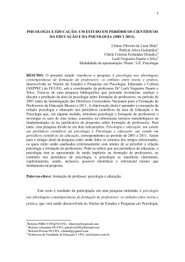 PSICOLOGIA E EDUCAÇÃO: UM ESTUDO EM