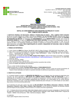 EDITAL DA CONCORR&Ecirc;NCIA PARA REGISTRO DE
