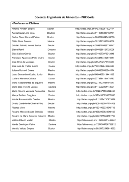 Docentes Engenharia de Alimentos – PUC Goiás