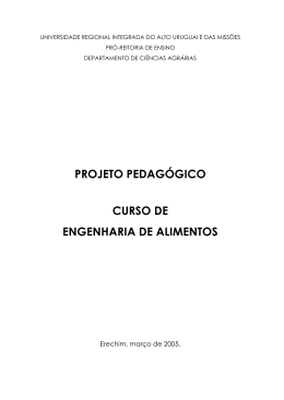 PROJETO PEDAG&Oacute;GICO CURSO DE ENGENHARIA DE ALIMENTOS